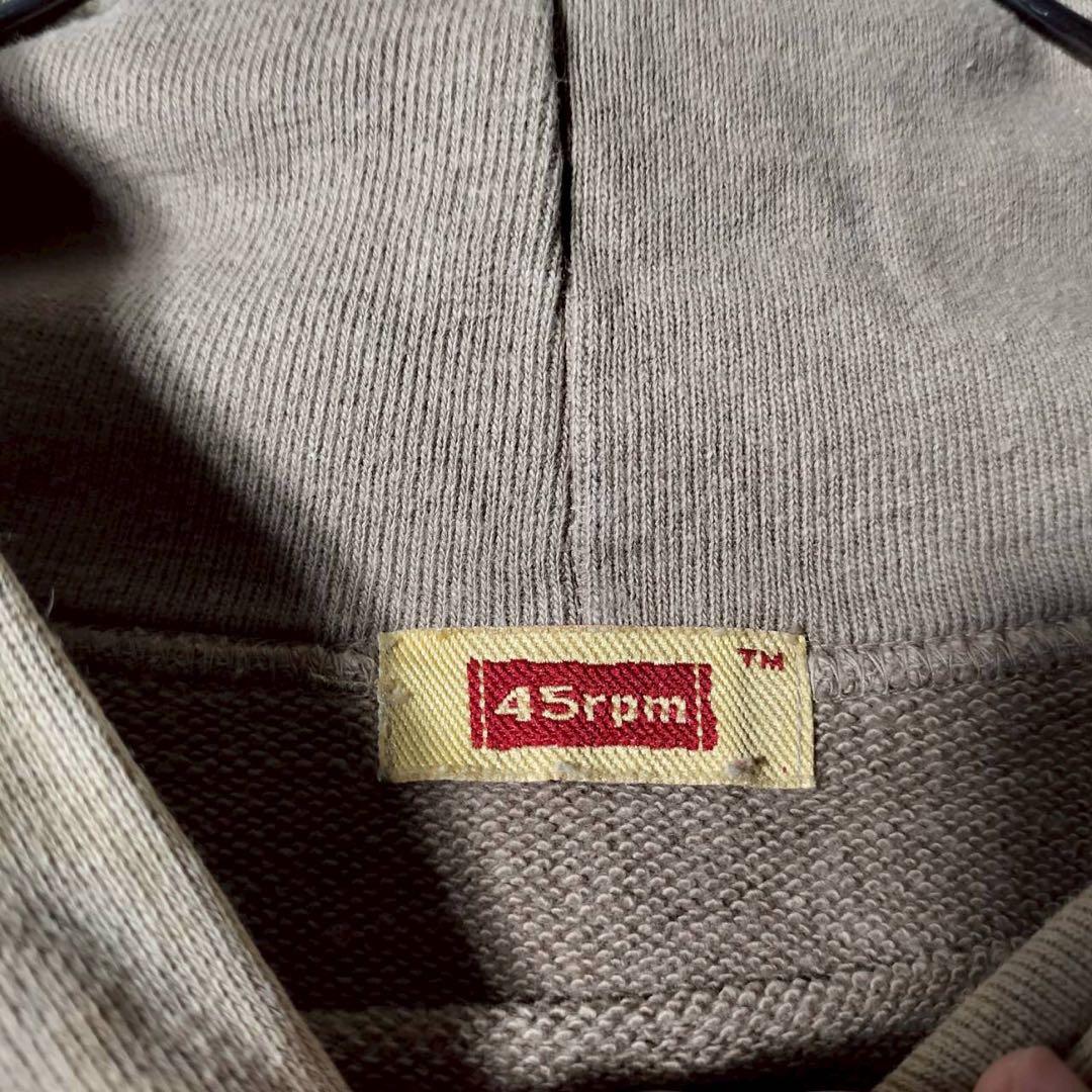 45RPM フーディ フロントロゴパーカー プルオーバー コットン麺