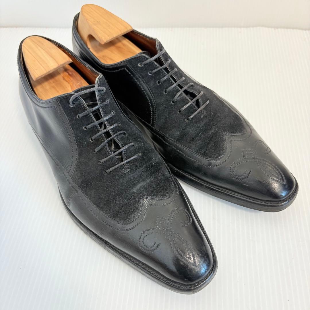 【最高級】ア・テストーニ ウイングチップ ビジネスシューズ スエード 26.5