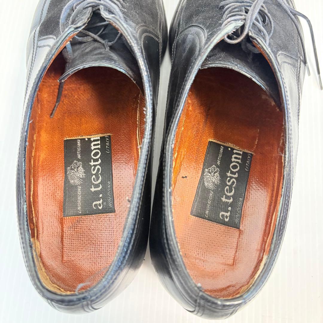 【最高級】ア・テストーニ ウイングチップ ビジネスシューズ スエード 26.5