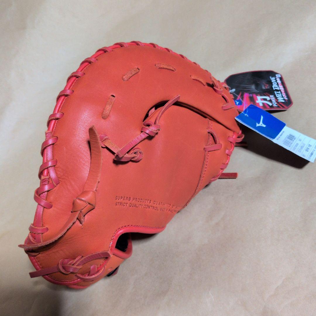 ミズノ:野球:ファーストミッ: 軟式用: :右投げ:大人用:オレンジ