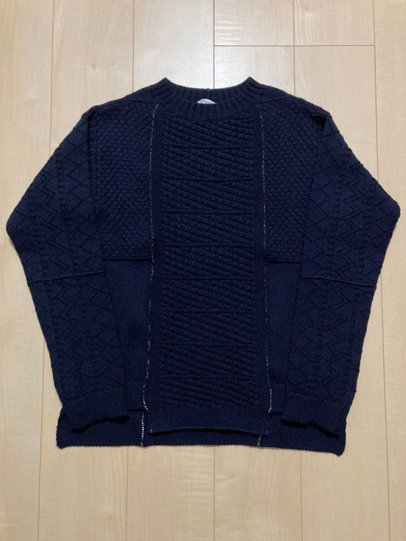 VALENTINO ネイビー ケーブルニットセーター