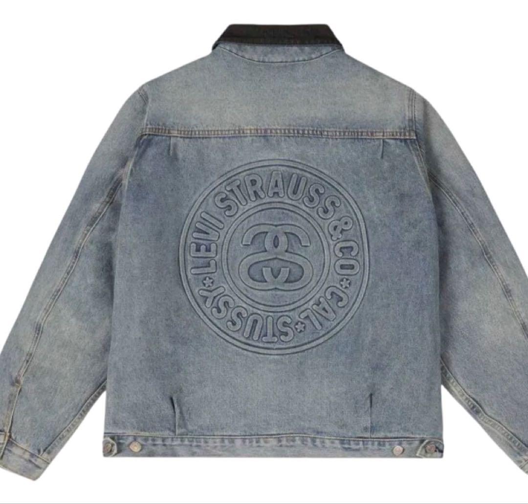 ジャケット・アウター STUSSY LEVIS EMBOSSED TRUCKER JACKET L