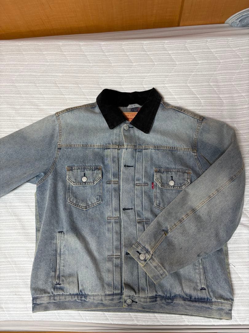 ジャケット・アウター STUSSY LEVIS EMBOSSED TRUCKER JACKET L