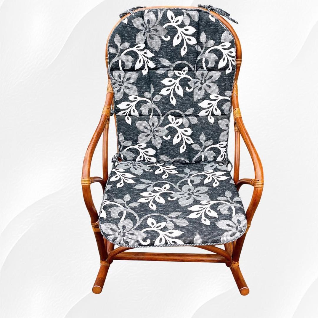 【美品】光製作所 ラタン ロッキングチェア ハイバック　藤　天然木　クッション付