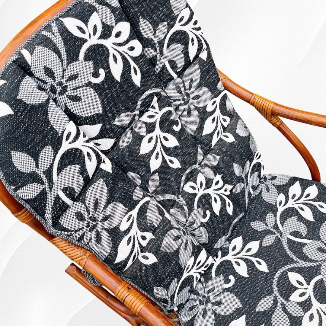 【美品】光製作所 ラタン ロッキングチェア ハイバック　藤　天然木　クッション付