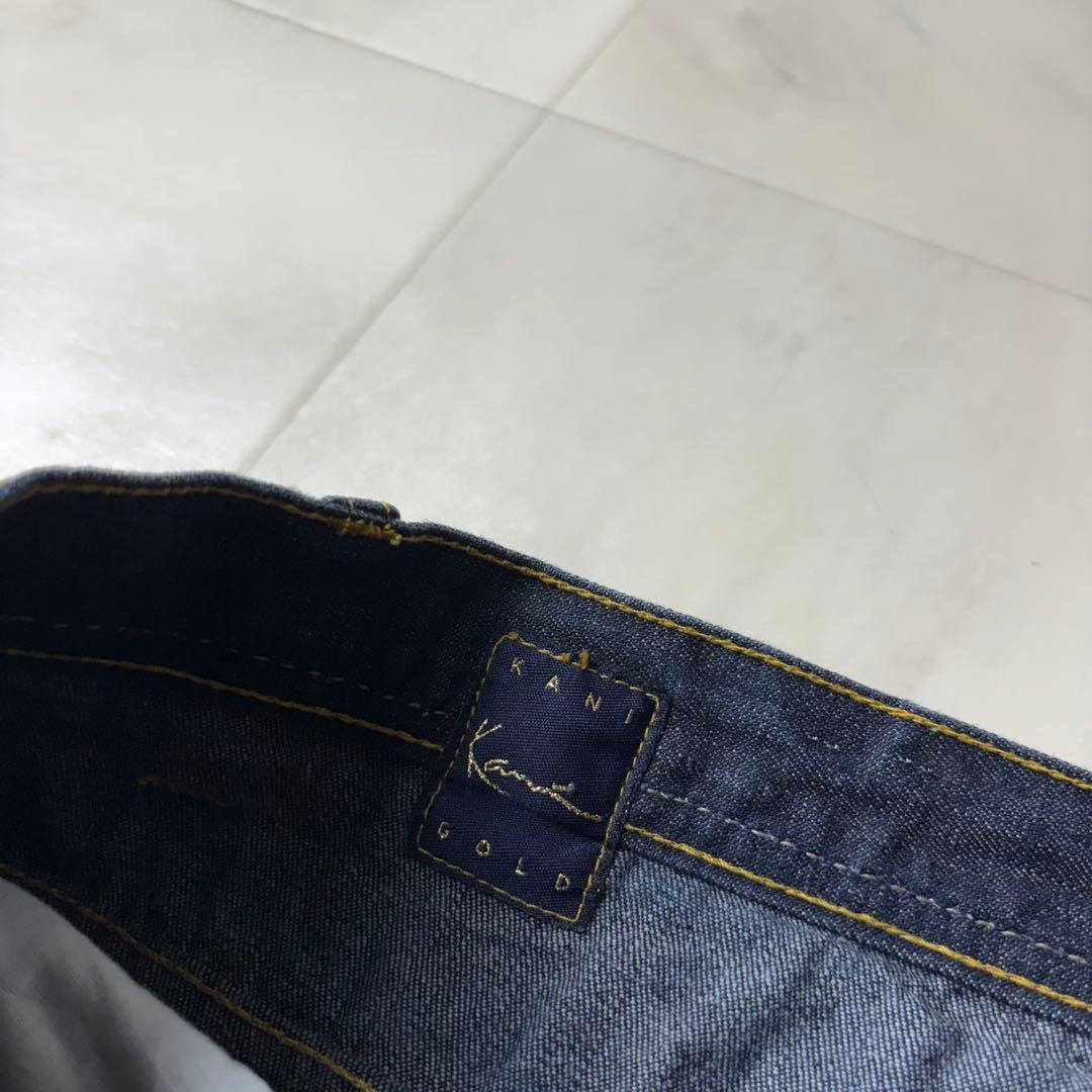 規格外！w50 カールカナイ 超極太 デニム バギーパンツ 濃紺 プリント B系