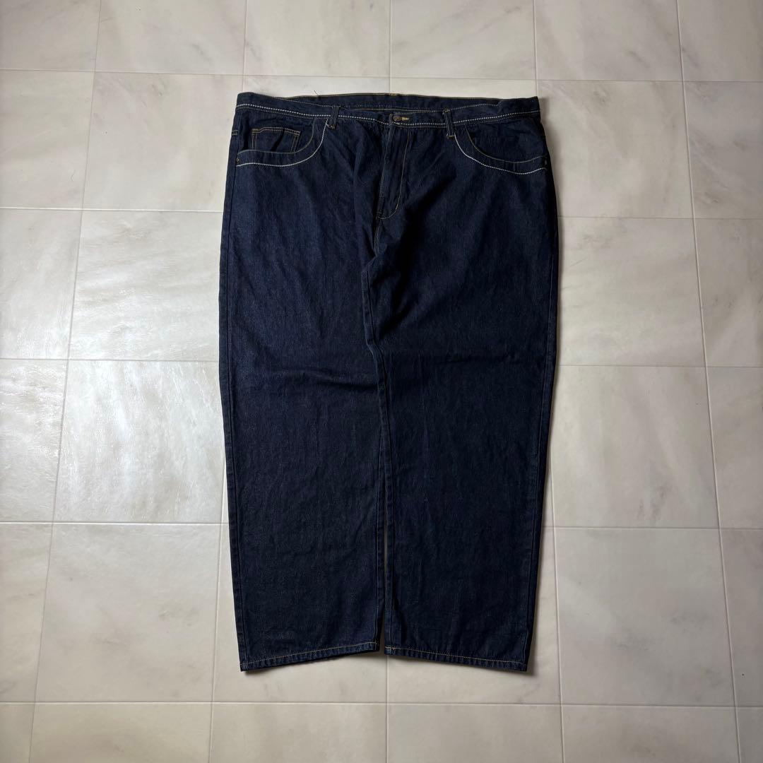 規格外！w50 カールカナイ 超極太 デニム バギーパンツ 濃紺 プリント B系