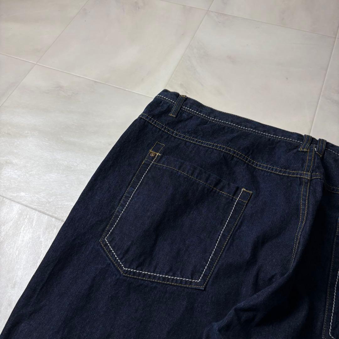 規格外！w50 カールカナイ 超極太 デニム バギーパンツ 濃紺 プリント B系