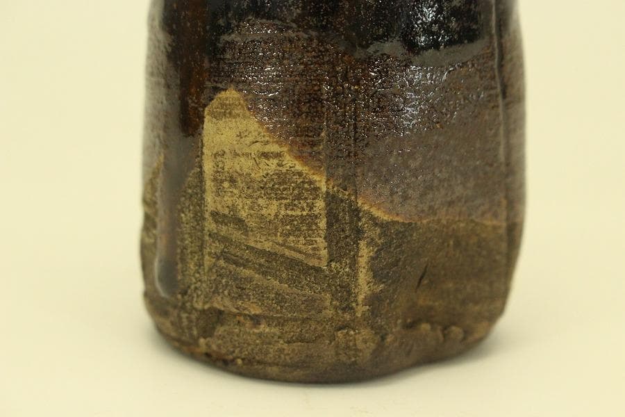 茶道具 黒織部 時代 茶入 良蓋(A774)