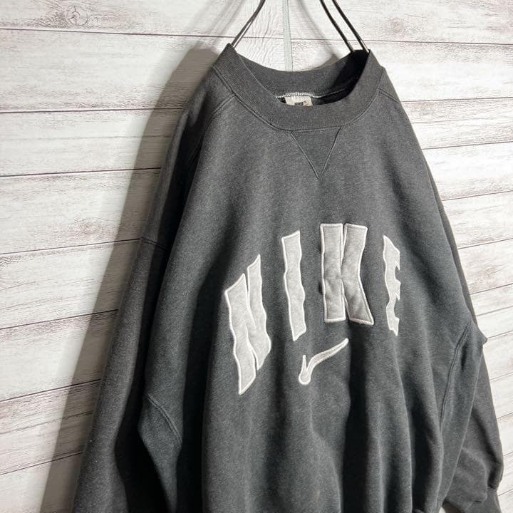 【入手困難!!】ナイキ ✈︎刺繍 アーチロゴ 白タグ 裏起毛 肉厚 トレーナー