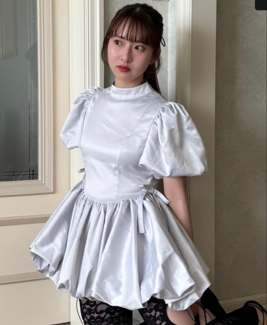 スカート treaturself satin balloon peplum mini