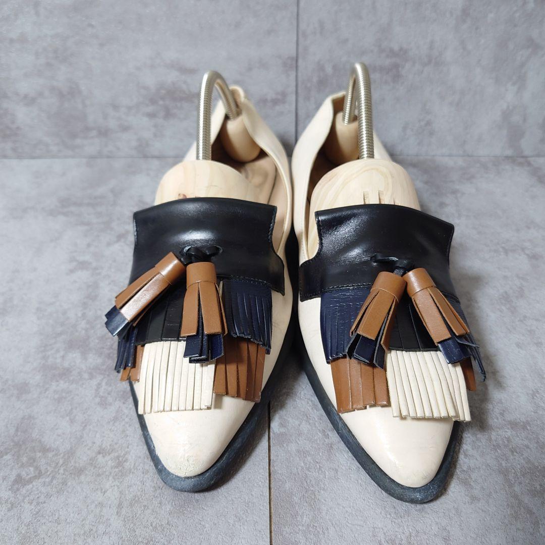 希少 トッズ タッセルローファー 39 1/2 大きいサイズ 本革 アイボリー