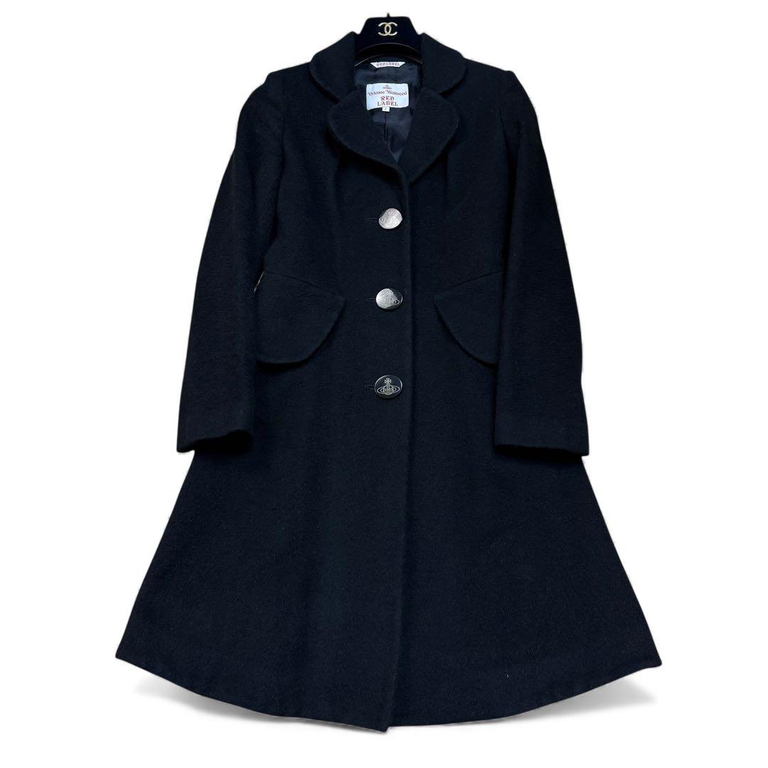 極美品 ヴィヴィアンウエストウッドレッドレーベル アルパカ ロングコート 黒