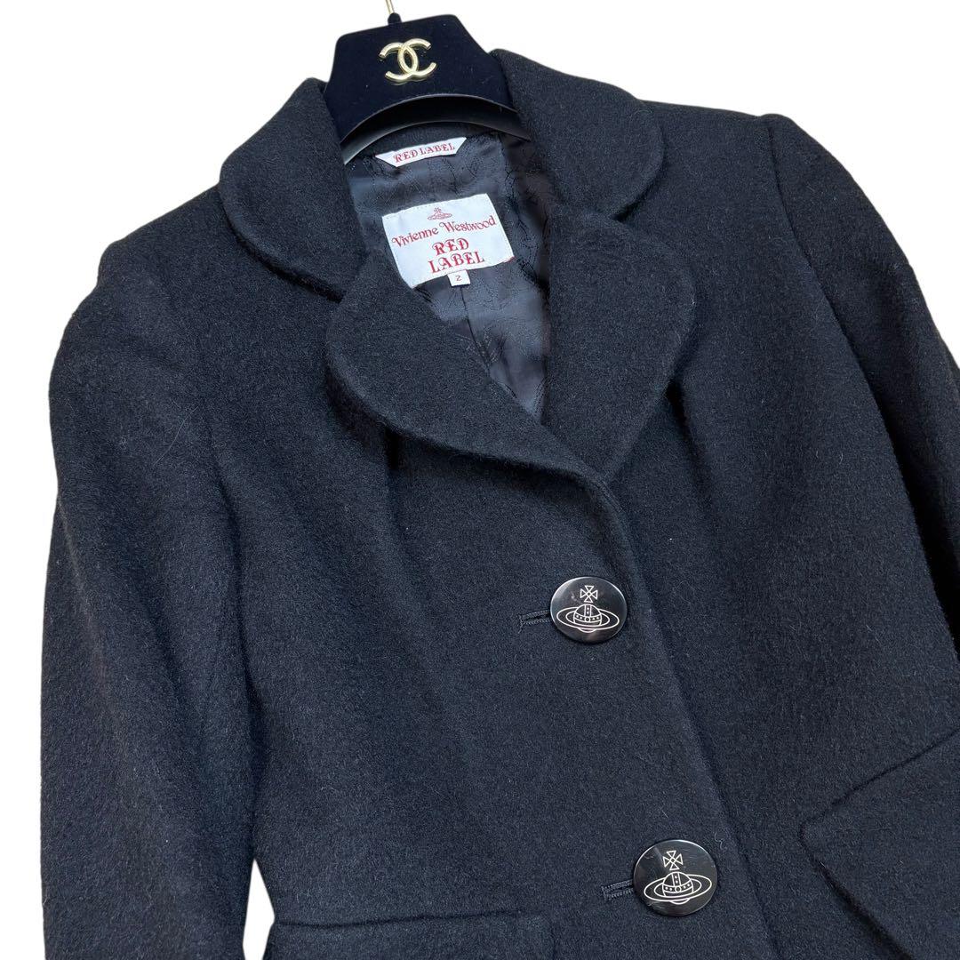 極美品 ヴィヴィアンウエストウッドレッドレーベル アルパカ ロングコート 黒