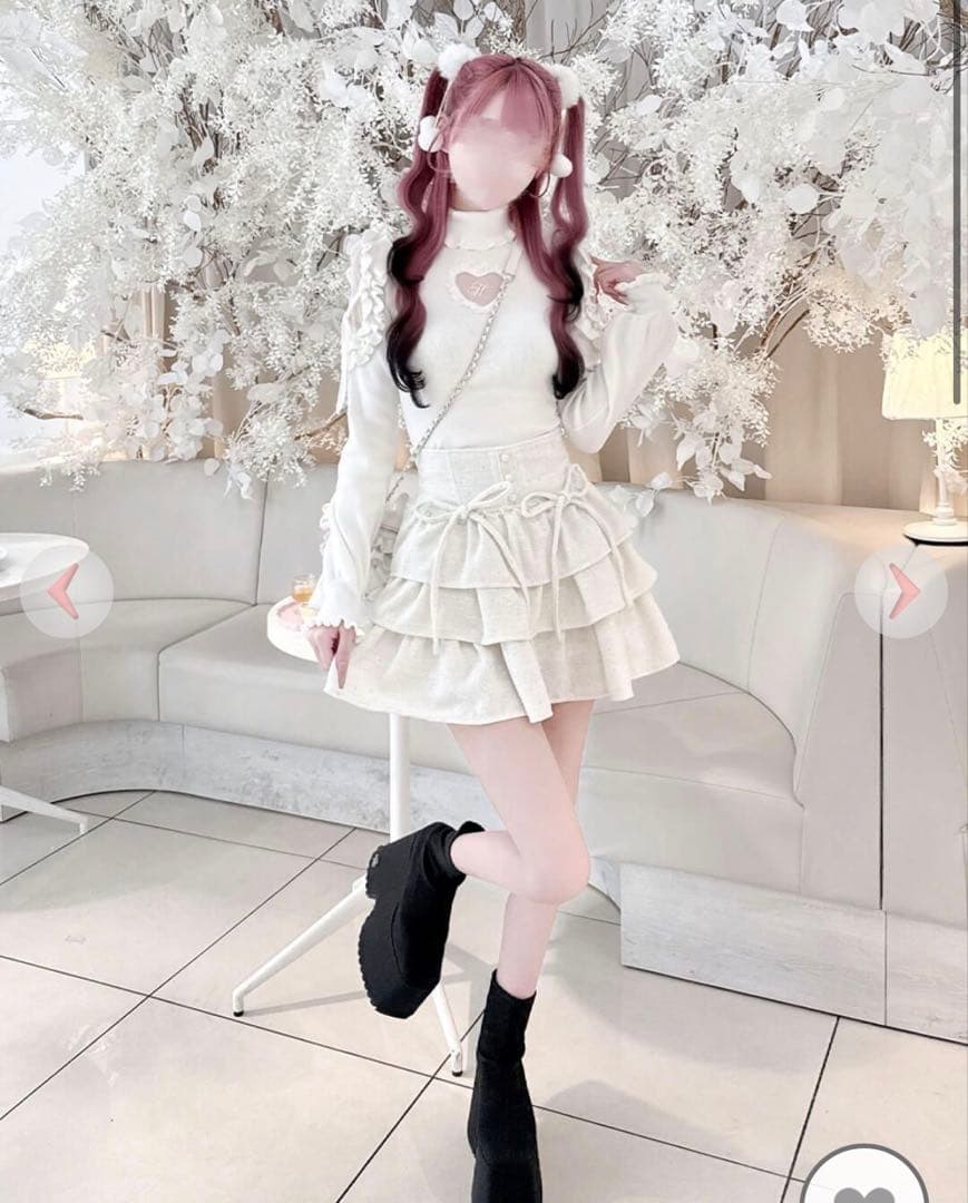 ハニーミュウ　ツイードティアードフリルスカート