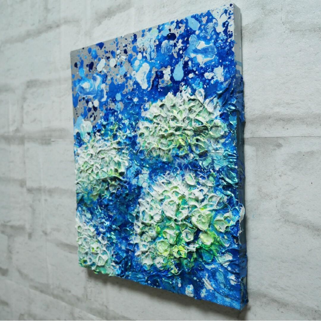 絵画【梅雨の水たまり白い紫陽花】