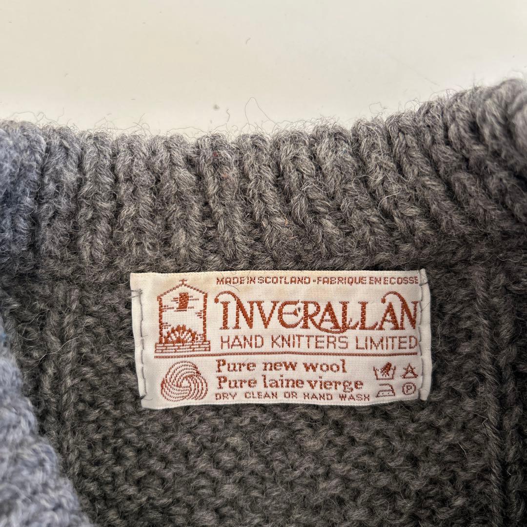 INVERALLAN 4A ARAN CARDIGAN茶タグ　グレー