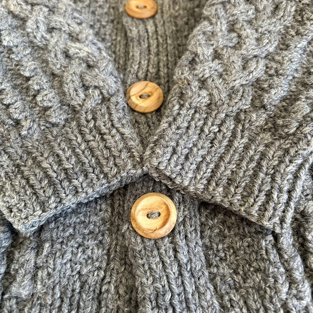 INVERALLAN 4A ARAN CARDIGAN茶タグ　グレー