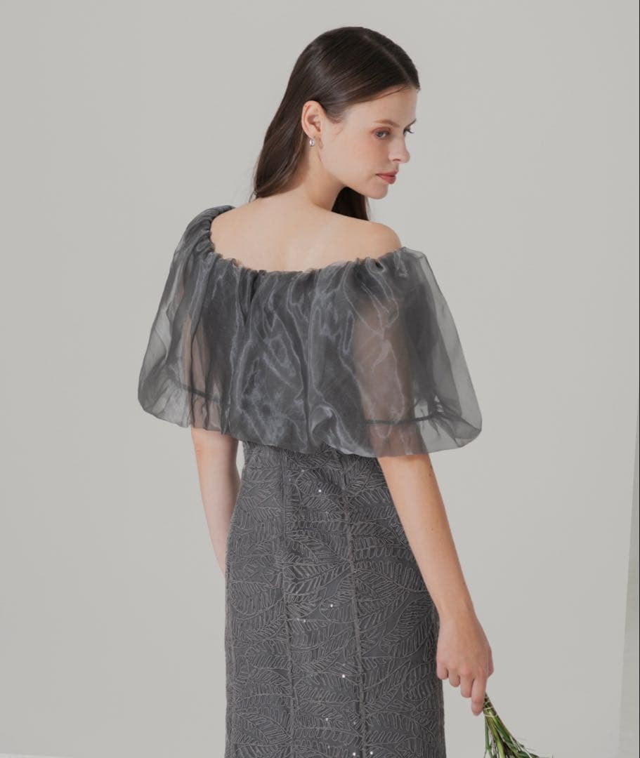 【LEJA】2WAYオフショルダーパフスリーブマーメイドワンピースロングドレス