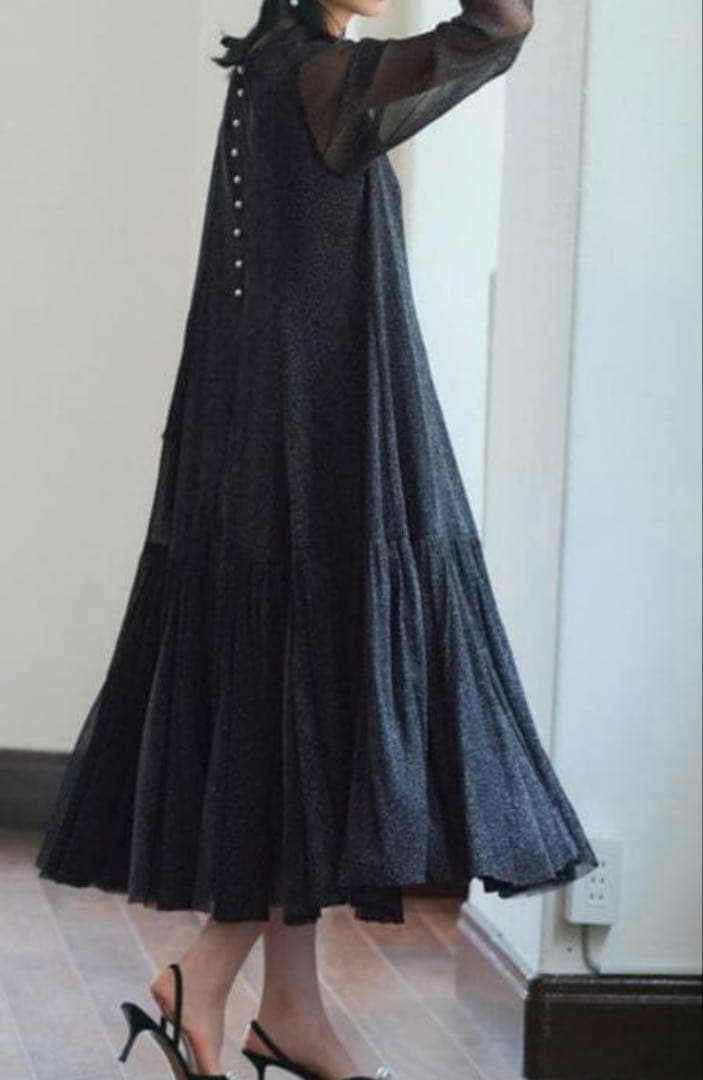 あ*み様 オケージョンドレス ラメチュールメロウ ワンピースドレス ブラック