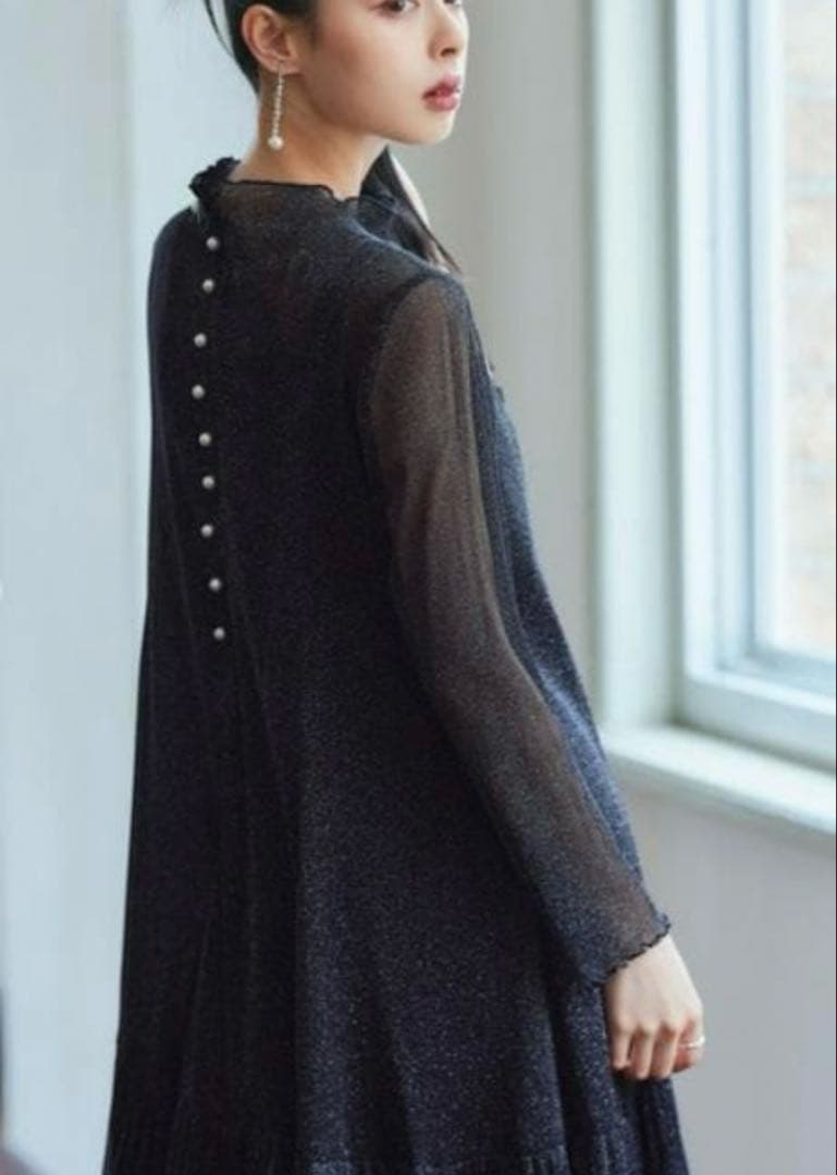 あ*み様 オケージョンドレス ラメチュールメロウ ワンピースドレス ブラック