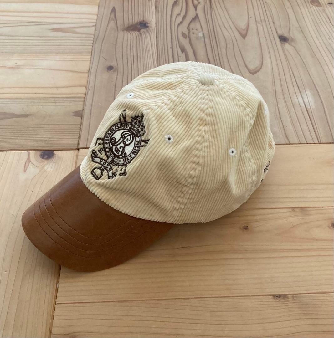 Ralph Lauren ラルフ キャップ 帽子 レザー コーデュロイ 90s