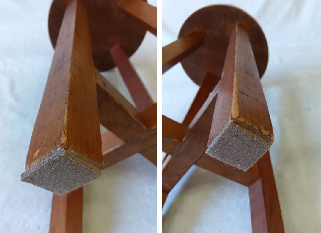 木製スツール　丸型　丸椅子　花台　いす　飾り台　古道具　レトロ