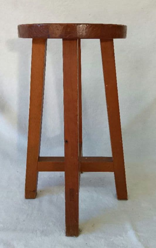 木製スツール　丸型　丸椅子　花台　いす　飾り台　古道具　レトロ