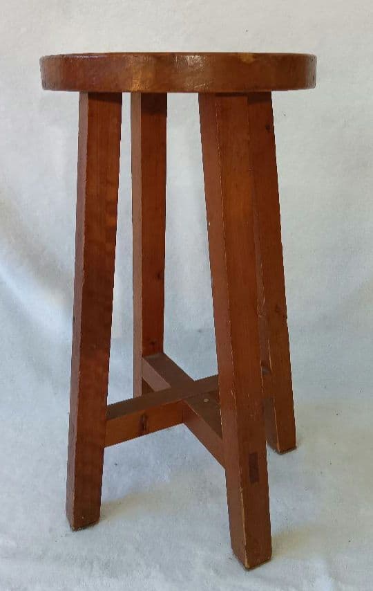 木製スツール　丸型　丸椅子　花台　いす　飾り台　古道具　レトロ