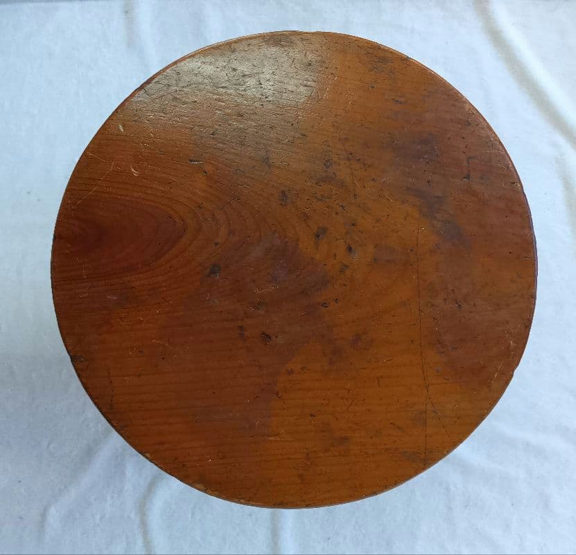 木製スツール　丸型　丸椅子　花台　いす　飾り台　古道具　レトロ