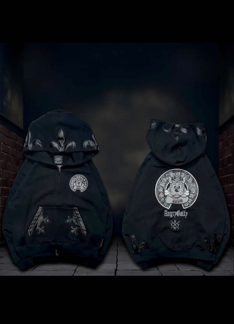 KRY clothing GALFY 蹴威の百合の紋章パーカー REFLEM 黒