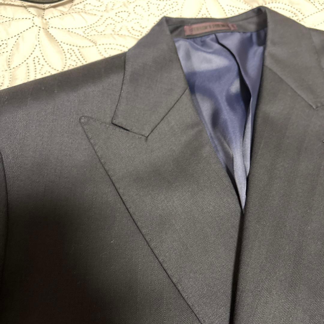 ya4Sスリムパーソンズダークブルー ダブルブレスト ビジネススーツ