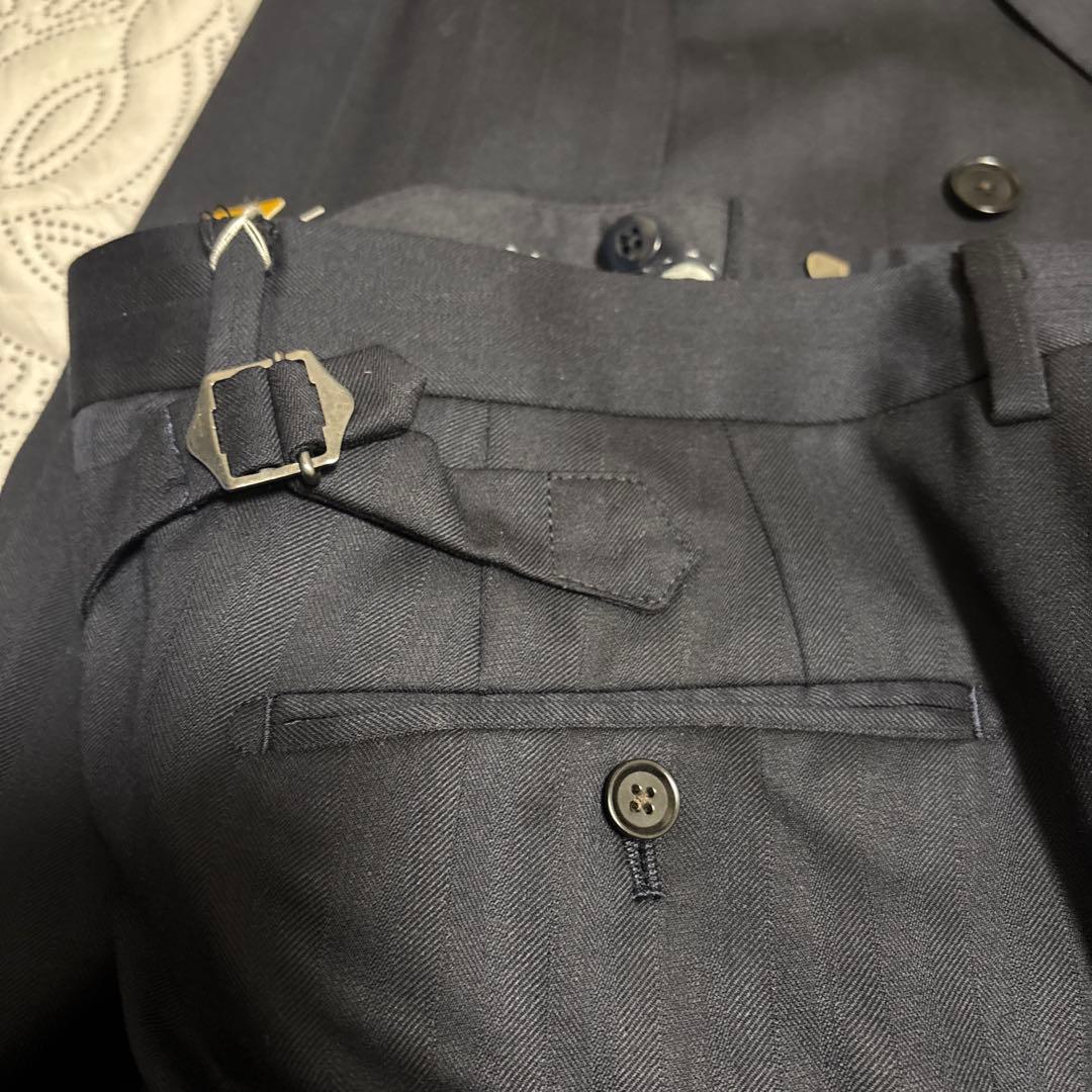 ya4Sスリムパーソンズダークブルー ダブルブレスト ビジネススーツ