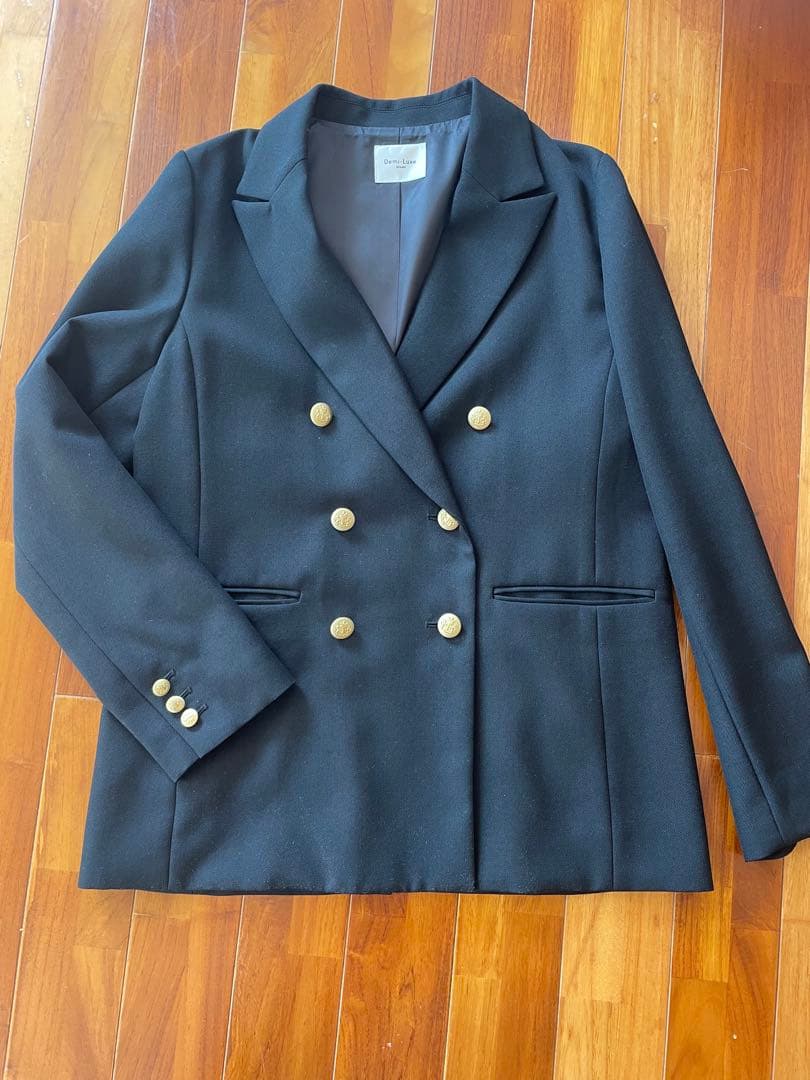 Demi-Luxe BEAMS / ドライギャバジン ダブルジャケット　ブラック