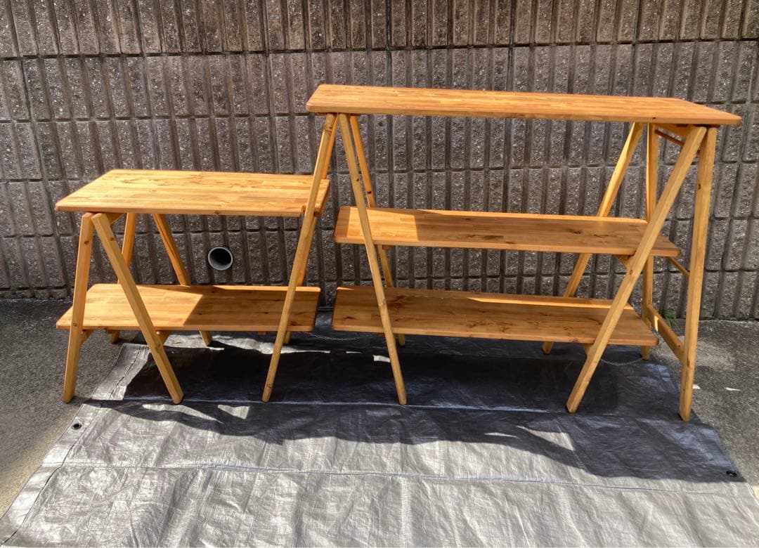 木製キッチンテーブル　キャンプ　アウトドア　ラック