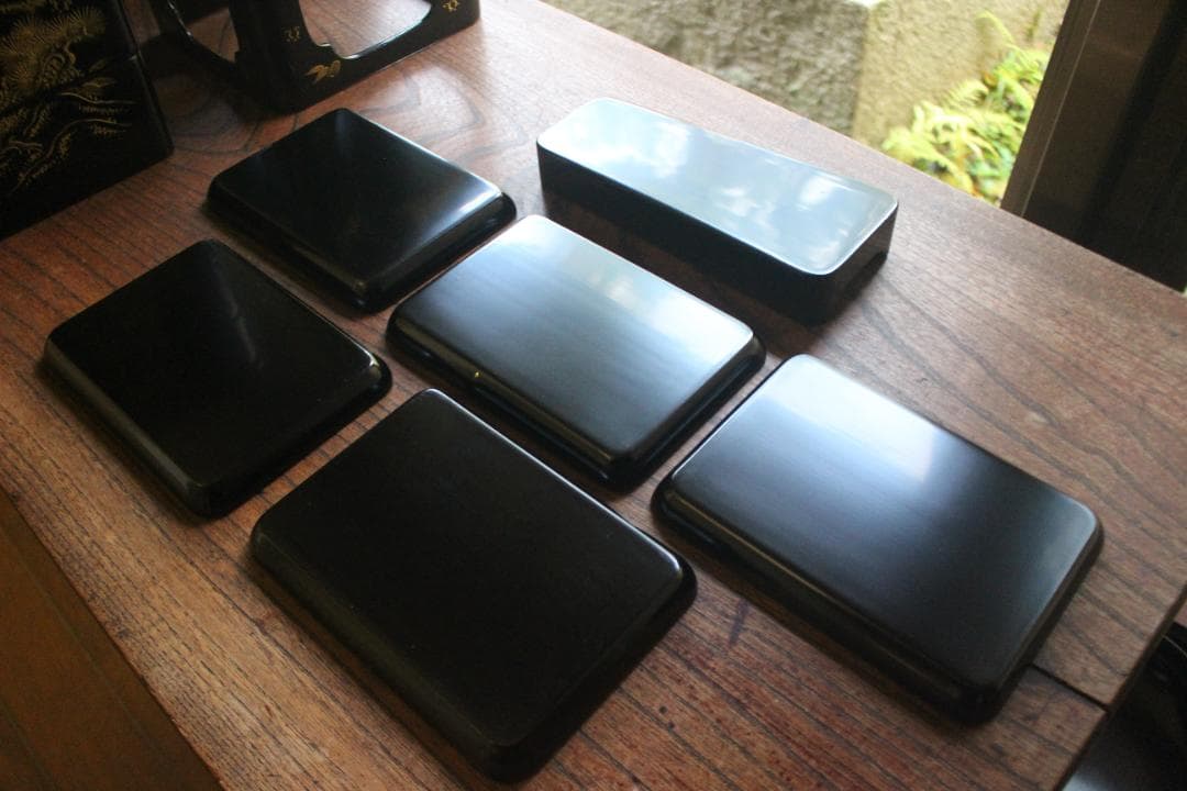 デッドストック！！極上松竹梅鶴亀沈金の映える輪島塗屠蘇器重箱揃い（検重箱お重