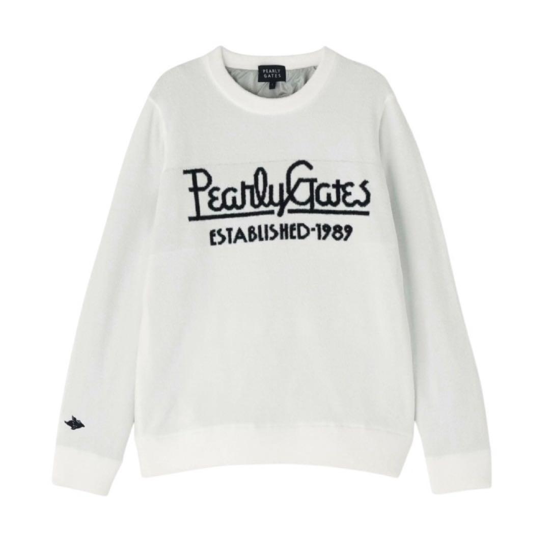 【良品】PEARLYGATES 裏付きクルーネックニットプルオーバー 防風防寒