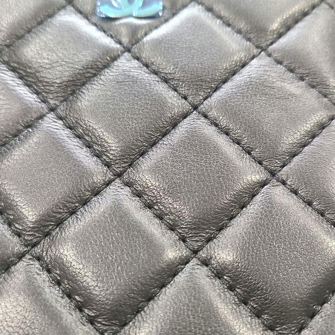 ブラック 黒 キルティング フラグメントケース 長財布 薄い ゴールド 金