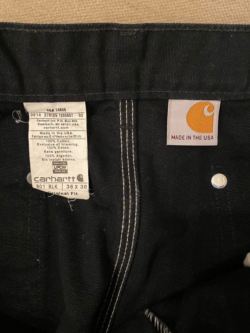 カーハート ダブルニー パンツ ブラック 黒　36×30 W36