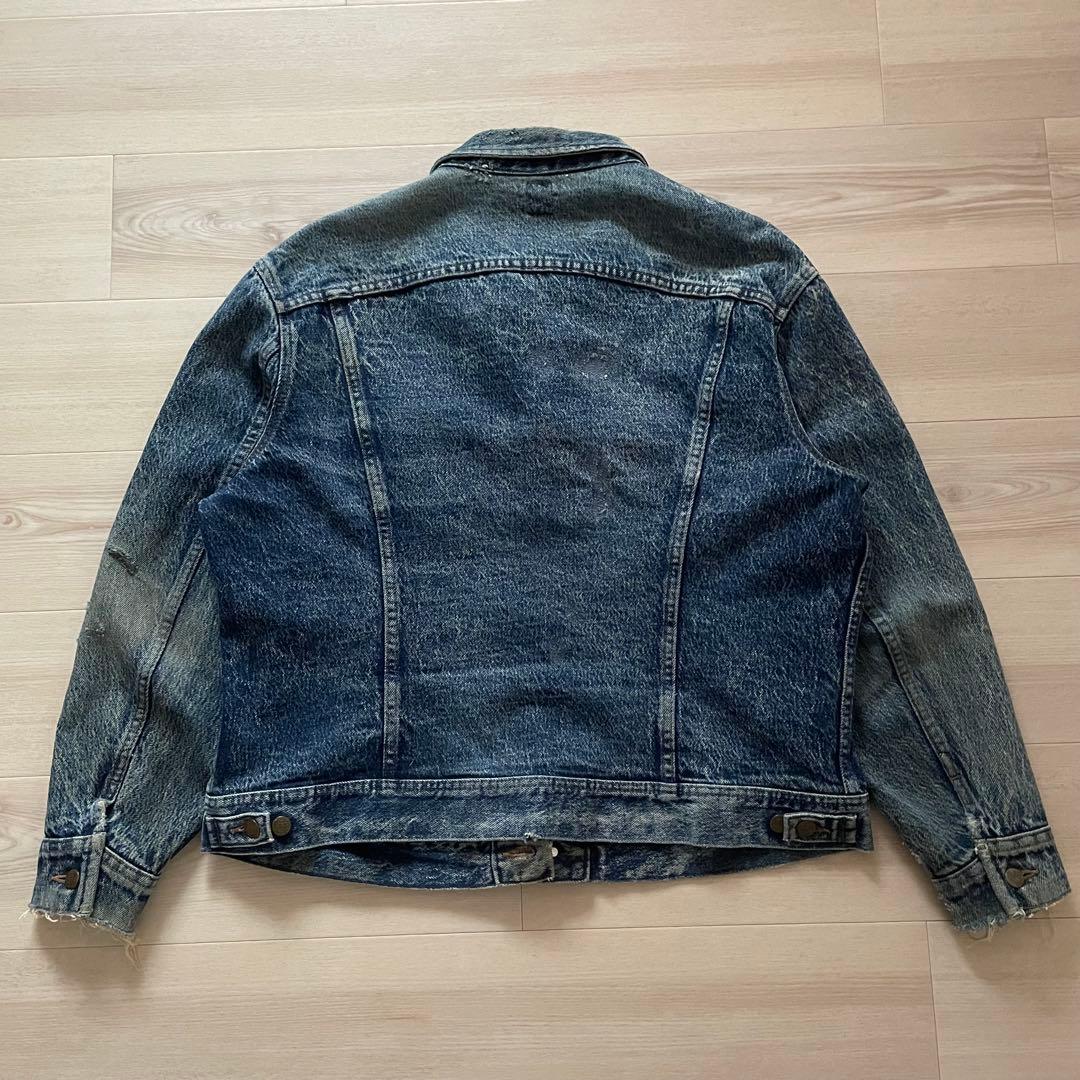 80s Lee 220-J Denim Jacket BORO 右綾 LARGE