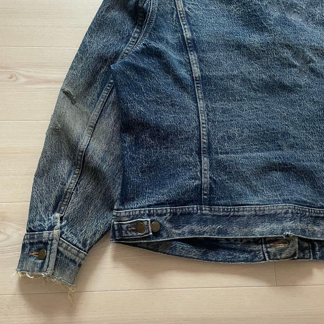 80s Lee 220-J Denim Jacket BORO 右綾 LARGE
