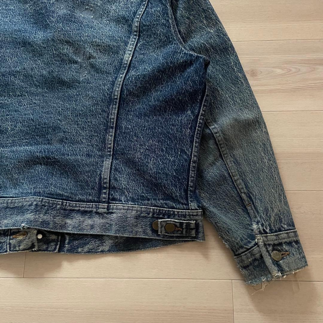 80s Lee 220-J Denim Jacket BORO 右綾 LARGE