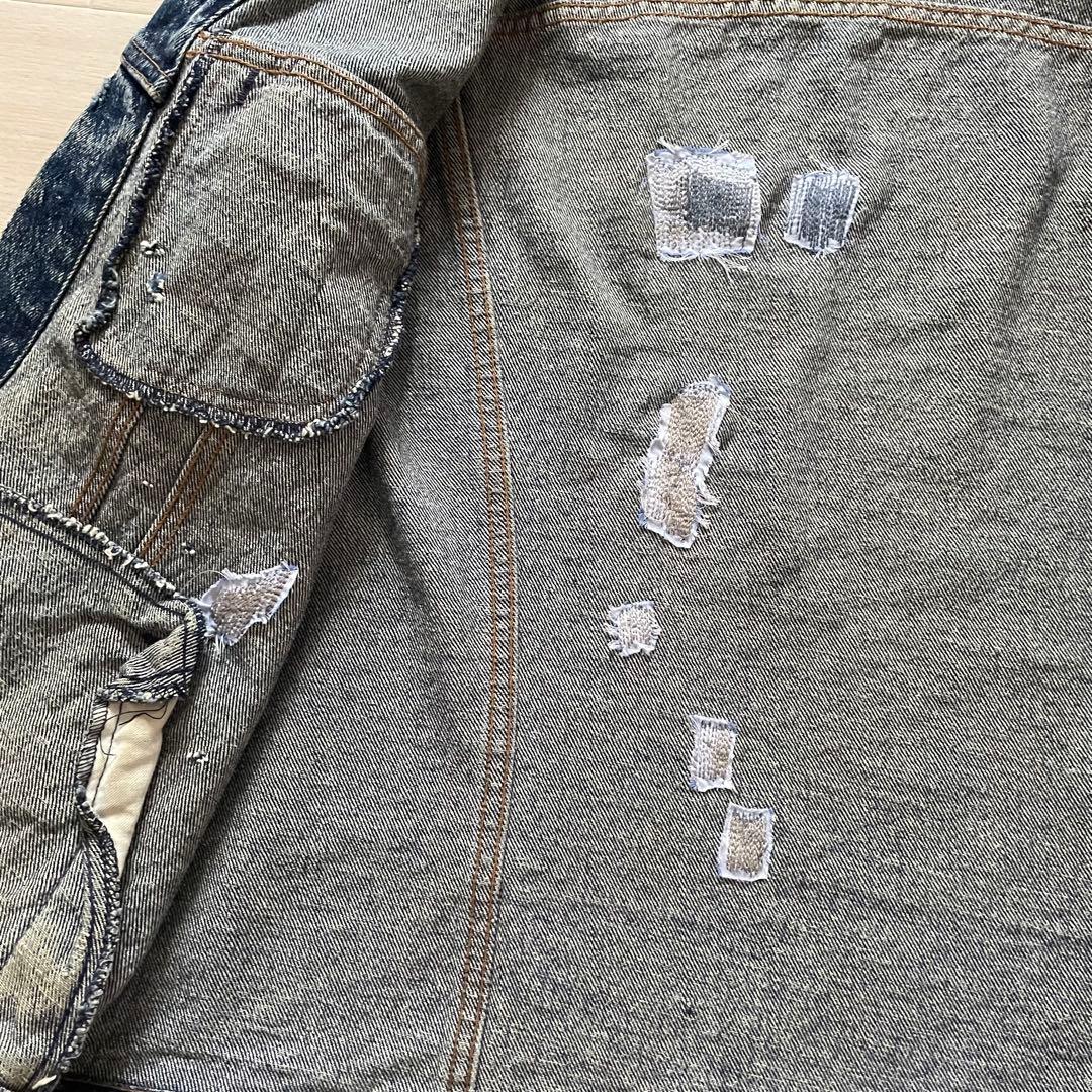 80s Lee 220-J Denim Jacket BORO 右綾 LARGE