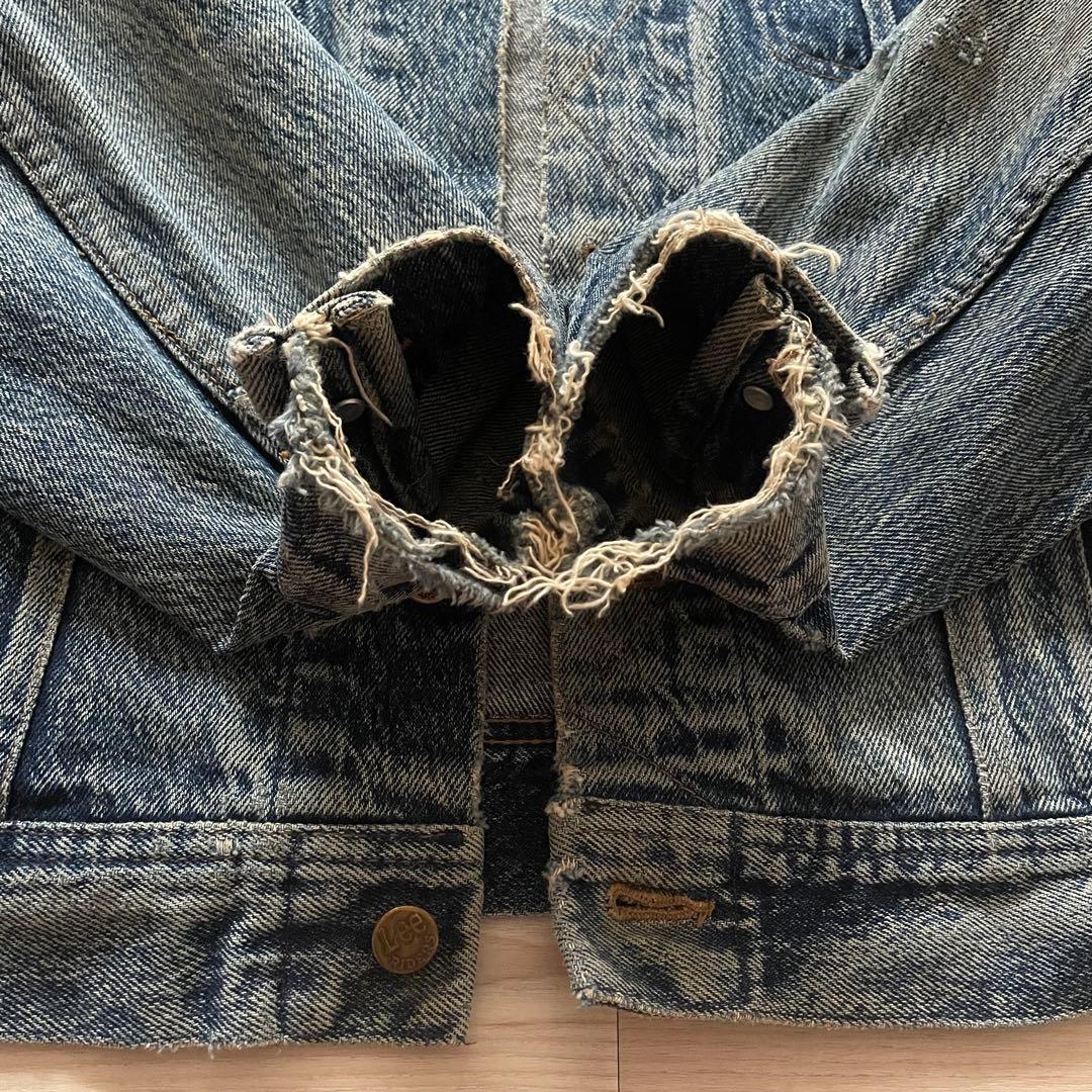 80s Lee 220-J Denim Jacket BORO 右綾 LARGE