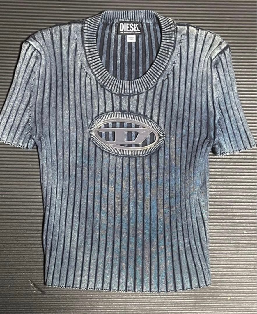 DIESEL M-ANAHEIM Dロゴ リブTシャツ ブルー