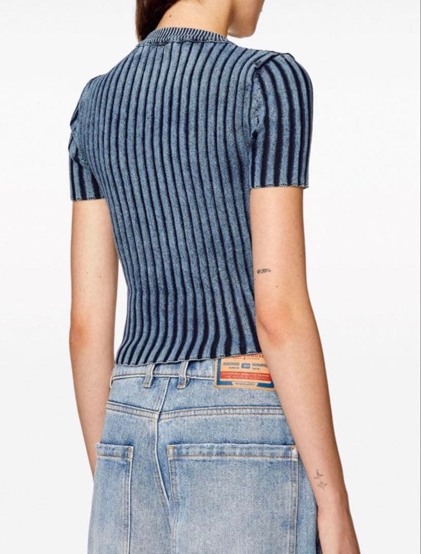 DIESEL M-ANAHEIM Dロゴ リブTシャツ ブルー