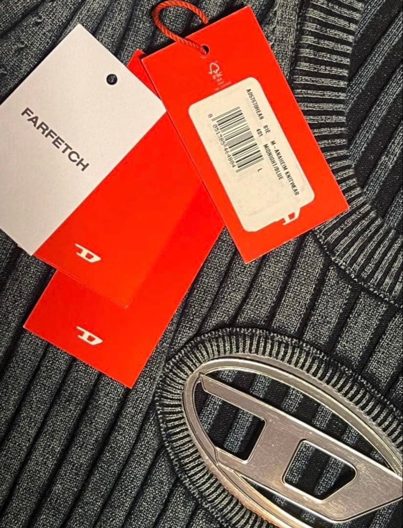 DIESEL M-ANAHEIM Dロゴ リブTシャツ ブルー