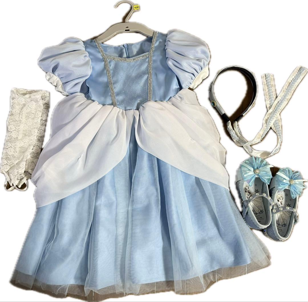 Cottoli シンデレラ 水色ドレス 100 靴17㎝カチューシャ