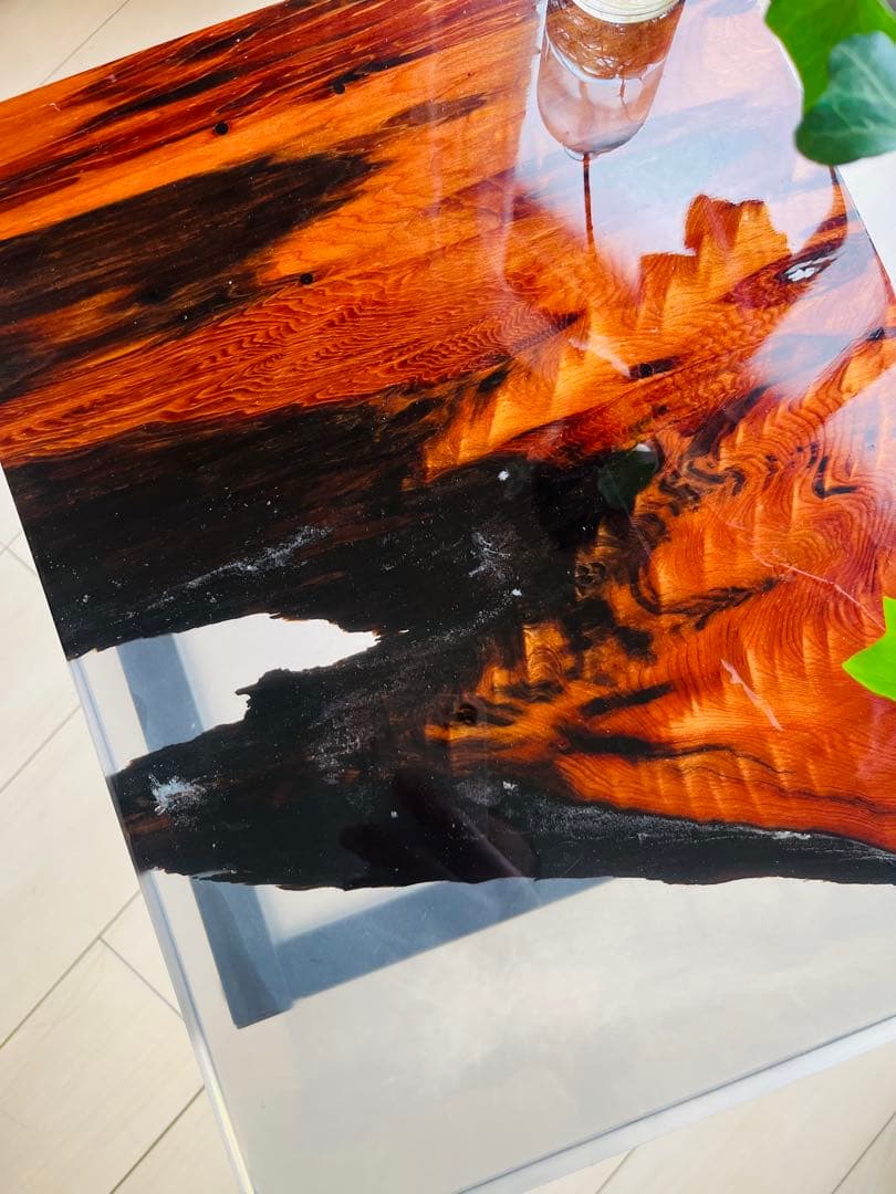 屋久杉　ソファテーブル　レジンテーブル　サイドテーブル