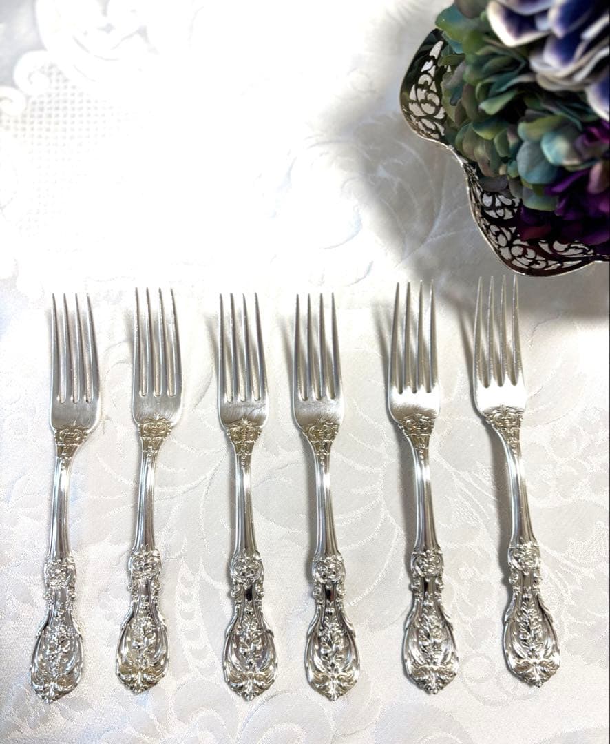 純銀 米国 Reed & Barton スターリングシルバー フォーク 6本希少